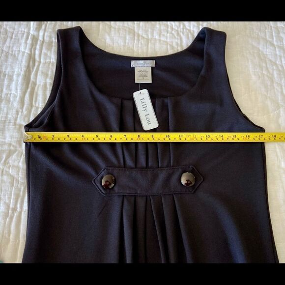 LILLY LOU NWT Women's Black Dress With Button Detail At High Waist Size Small - Picture 7 of 7